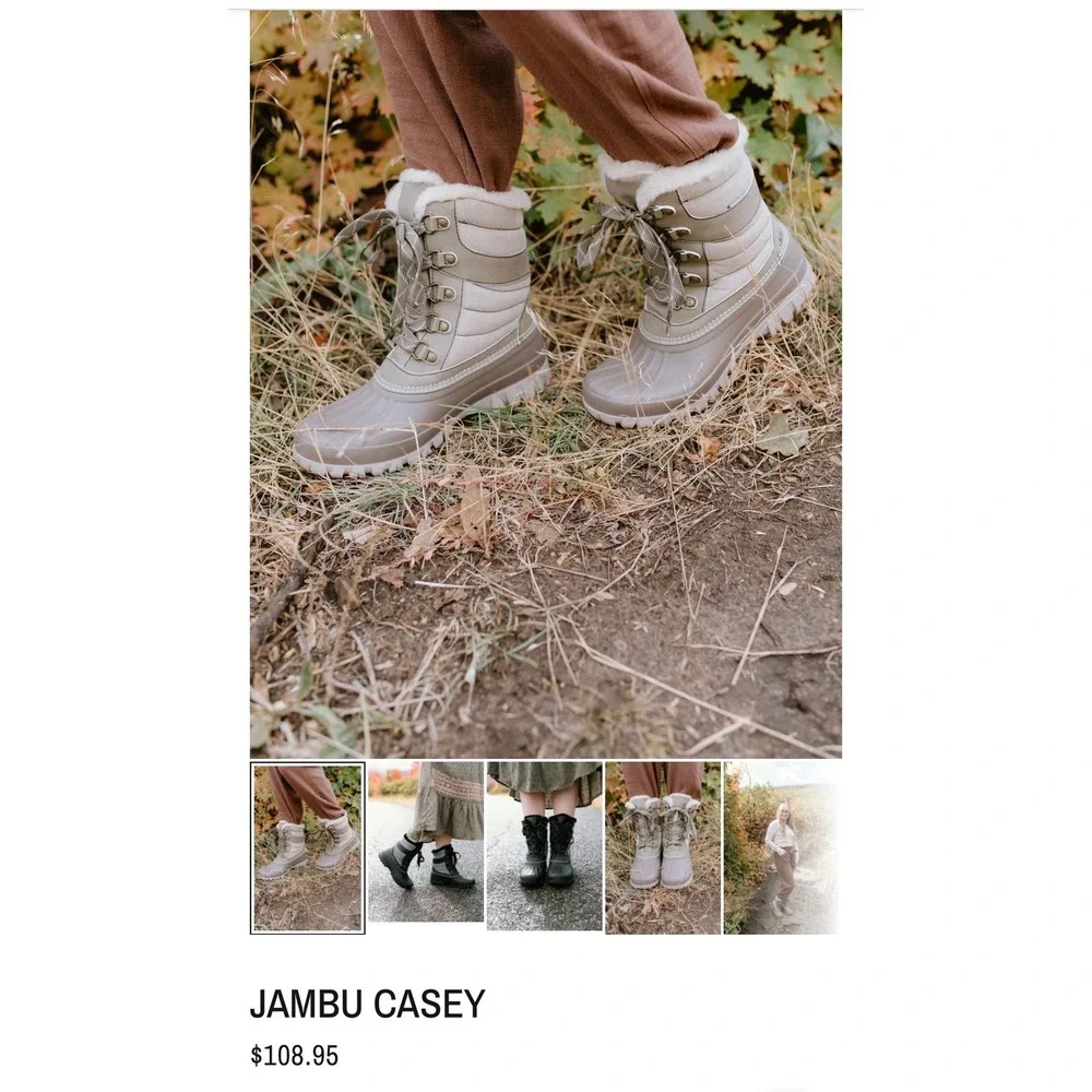 JBU Casey Waterproof Winter Boot Taupe Faux Fur Lace Up B3CSY54 Womens 8 NEW